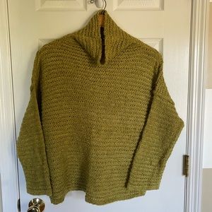 Aerie Green Oversized Turtleneck Sweater Loose Knit, Sz M